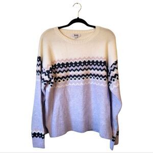 525 Cream & Lilac Geometric Sweater Women's Size L